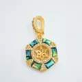 Hexagonal mother of pearl pendant gold tone jewelry charm diy accessory minimalist style - Abalone Shell Pendant Base / Gold