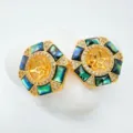 Hexagonal natural mother-of-pearl jewelry blank mounting for DIY earrings and rings. - Abalone Shell Earring Base / 1 Pair Pack / Gold