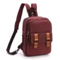 Maroon Canvas Backpack Convertible Shoulder Bag Casual Travel Daypack for Daily Use - Jujube Red