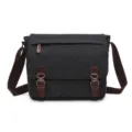 Men Canvas Messenger Bag Retro Casual Crossbody Bag Business Laptop Shoulder Bag Dark Grey Style - M / Black