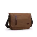 Ανδρική Vintage Καφέ Canvas Messenger Τσάντα Casual Ώμου για Καθημερινή Σχολή και Δουλειά - M / Καφέ