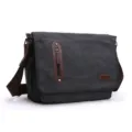 Men canvas messenger bag vintage casual crossbody shoulder bag daily student book bag - L / Black