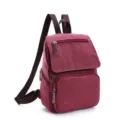 Durable canvas backpack for men and women, casual school bookbag with sturdy shoulder straps. - Wine Red