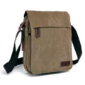 Men canvas shoulder bag casual messenger bag vintage crossbody bag in khaki color sku - Khaki
