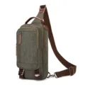 Canvas sling bag for men and women casual waterproof chest backpack crossbody shoulder pack - Army Green