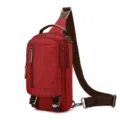 Waterproof fabric sling chest bag, portable casual crossbody bag for men and women daily use - Wine Red