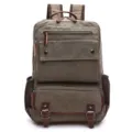 Men's vintage canvas backpack casual laptop bag large capacity school travel bag. - Army Green