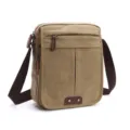 Retro Canvas Crossbody Bag Casual Shoulder Bag Multi-Pocket Travel Daily Bag for Men Women - M / Khaki