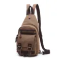 Brown canvas sling bag chest backpack casual outdoor travel daily wear versatile style variant - Coffee