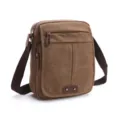 Vintage canvas cross-body shoulder bag for men and women casual travel book bag. - M / Coffee