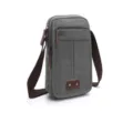 Grey canvas crossbody bag, casual messenger shoulder bag for daily travel and school. - S / Gray