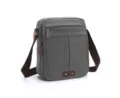 Vintage canvas crossbody bag for men and women, casual dark grey travel shoulder bag. - M / Gray