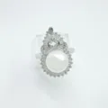 Eleganter Perlen Zirkonia Kuerbis Ring, modischer Kupferring mit Zirkonia fuer Damen Schmuck. - Flaschenkürbis Ring Silberfarben (Künstliche Perle 10mm)
