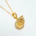 Vergoldete Zirkonia Kürbis Kettenanhänger, eleganter und vielseitiger Schmuck für Damen. - Flaschenkürbis Anhänger Goldfarben Ohne Kette (Leerer Sockel)