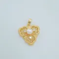 Elegante französische Retro Gold Perle Anhänger Halskette DIY Schmuck blumen Charm Geschenk - Nur Anhänger / Natürlicher Perlenstil / Gold