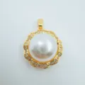 Koreanischer Stil Mikropave Zirkon Spitze Blume Anhänger Rohling für Perlen Schmuck. - Anhänger Nur (Mit Acrylperle) / 9mm / Gold