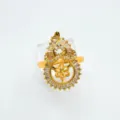 Vergoldeter Zirkonia Ring mit elegantem Kürbis- und Blumendesign und klaren funkelnden Steinen. - Flaschenkürbis Ring Goldfarben (Leerer Sockel)