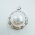 Exquisiter Perlenanhänger mit funkelndem Zirkon Mikro-Pavé Spitzenrand für elegante Outfits. - Anhänger Nur (Mit Acrylperle) / 9mm / Silber