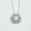 Elegante collana con ciondolo di perle e strass scintillanti per donna alla moda. - Ciondolo Solo (Senza Catena) - Argento (Perla Artificiale)