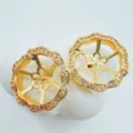 Vergoldeter Zirkonia Blumen Anhänger Fassung DIY Schmuck Zubehör Komponente Variante - Ohrstecker Basis Nur / Gold