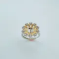 Elegant 18k gold plated cubic zirconia flower ring statement jewelry piece accessory - Flower Ring Empty Base