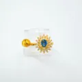 Anillo zafiro azul retro chapado oro cobre diseño racimo elegante joyería variante SKU - Anillo / Montura vacía / Dorado