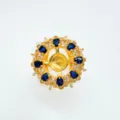 Vintage vergoldete Ringfassung mit dunkelblauen Steinen und Zirkonia DIY Schmuckzubehör - Ring / Blanko-Fassung Zubehör / Gold