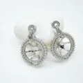 S925 silver DIY pearl earring mountings with dazzling cubic zirconia round wheel design. - Stud Earrings / Empty Setting / Silver