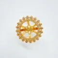 Vergoldete Ringfassung Rohling mit glänzendem Zirkonia Halo und Blumenmotiv DIY Schmuckzubehör - Ring Gold Leere Basis