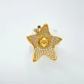 Goldfarbene Stern Schmuck Fassung Anhänger Zubehör mit Pave Kristallen und Blumen Motiv. - Gold (Leere Fassung)