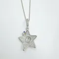 Silberfarbene Stern Anhänger Halskette mit Zirkonia Pavé und feiner Kette für Damen Schmuck - Anhänger-Silber (Sockel Ohne Oberteil) (Ohne Kette)