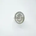 Elegante anello ovale in madreperla montatura DIY accessorio con cristalli e bordo corda. - Anello - Castone Vuoto / Argento