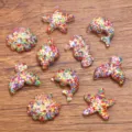 Colorful DIY resin marine charms mixed starfish shell dolphin sequin craft jewelry accessories - Random Mixed Styles / Multicolor