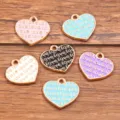 Pendentifs cœur amour en alliage émaillé 5 couleurs 15x16mm pour la création de bijoux DIY. - 1 Pièce / Couleurs Mélangées Aléatoires