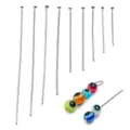 Stainless steel T-pins and colorful evil eye beads for handmade DIY jewelry crafting. - 0.7mm Thickness (55mm) / Steel
