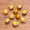 DIY alloy jewelry accessories KC gold drip oil simulated fruit orange charms pendants - 1 Piece / Orange Peel Yellow Pulp