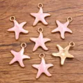 Grazioso Pendente Stella Marina Smalto Rosa Oro KC Accessorio per Gioiello in Lega 17x20mm - 1 Pezzo - 1.1g / Rosa