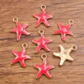 Ciondoli stella marina smalto rosso lega fai da te gioielli accessori doratura oro KC - 1 Pezzo - 1.1g / Rosso