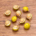 DIY alloy enamel orange charms, 10x13mm KC gold citrus pendant for handmade jewelry making. - 1 Piece / Yellow Peel Orange Pulp