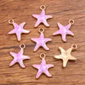DIY stella smalto lega ciondoli dorati charms stella marina per creazione di gioielli artigianato - 1 Pezzo - 1.1g / Viola