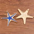 Grande ciondolo stella marina in lega, 50x53mm accessorio gioielli fai da te, blu oro. - 1 Pezzo/Confezione (50x53mm) / Smalto Blu