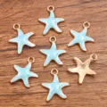 DIY lega ciondolo stella marina smalto azzurro placcato oro accessori per gioielli - 1 Pezzo - 1.1g / Blu
