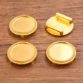 Goldene runde Fassung Rohling Tablett Basis für DIY Armband Schmuckherstellung, Metall. - 18mm / Gold