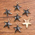 DIY lega ciondoli stella marina charms, smalto nero placcato oro componenti per gioielli - 1 Pezzo - 1.1g / Nero