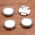 Runde Fassung Rohlinge Anhänger Cabochon Basis Legierung DIY Armband Schmuckherstellung - 18mm / Antiksilber