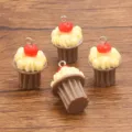Mini pendentif cupcake dessert en résine accessoire de bijoux DIY pour collier et sac - Style 4