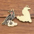 DIY alliage corbeau émail charme pendentif KC or gothique Halloween bijoux accessoire - Style 4 (25F3/4) / 1 Pièce (23x28mm) / Or KC
