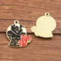 Pendentif boule de cristal émaillée en alliage DIY charme gothique pour la fabrication de bijoux - Style 5 (25F3/4) / 1 Pièce (21x24mm) / Or KC