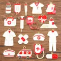 Pendentifs en émail médical en alliage DIY médecin infirmière stéthoscope fabrication de bijoux - 10 Pièces/Paquet / Rouge Aléatoire