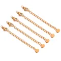 Gold stainless steel extension chain set with lobster clasp and heart charm for DIY jewelry. - Design No.5